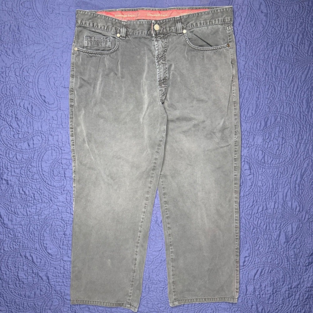 Ermenegildo Zegna Mens Blue Straight Leg 5-Pocket Pants Made in Italy 37x26 Fade